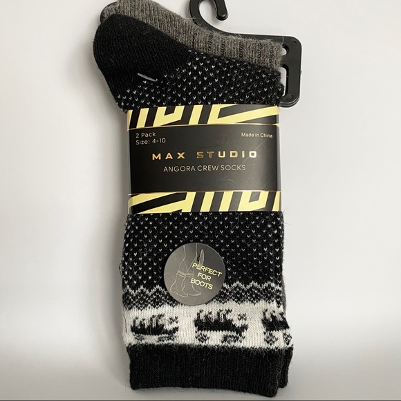 Max Studio Angora Crew Socks - 2 Pairs - NEW - Picture 2 of 3